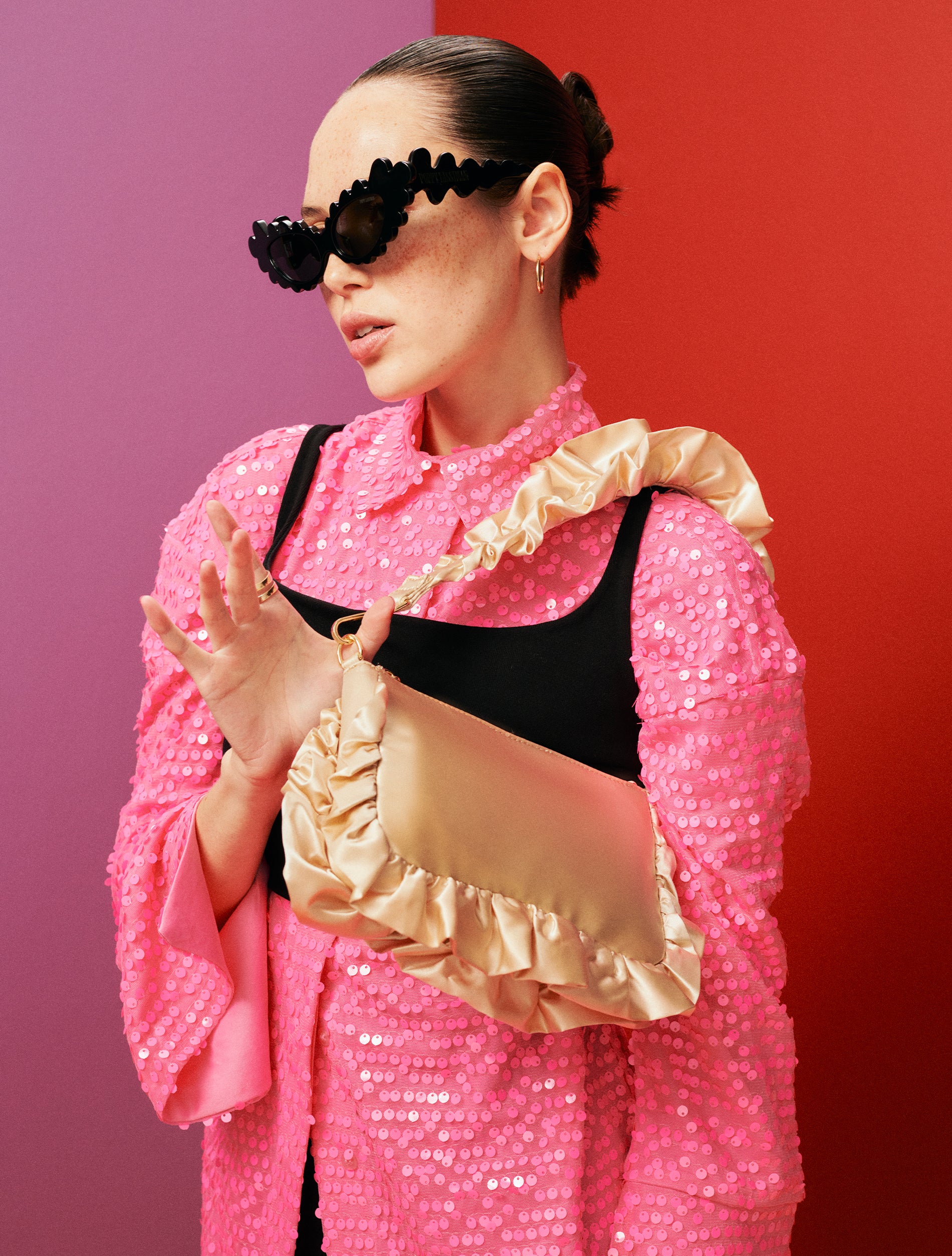 Frilled Satin Bag - Blanc - Image 4