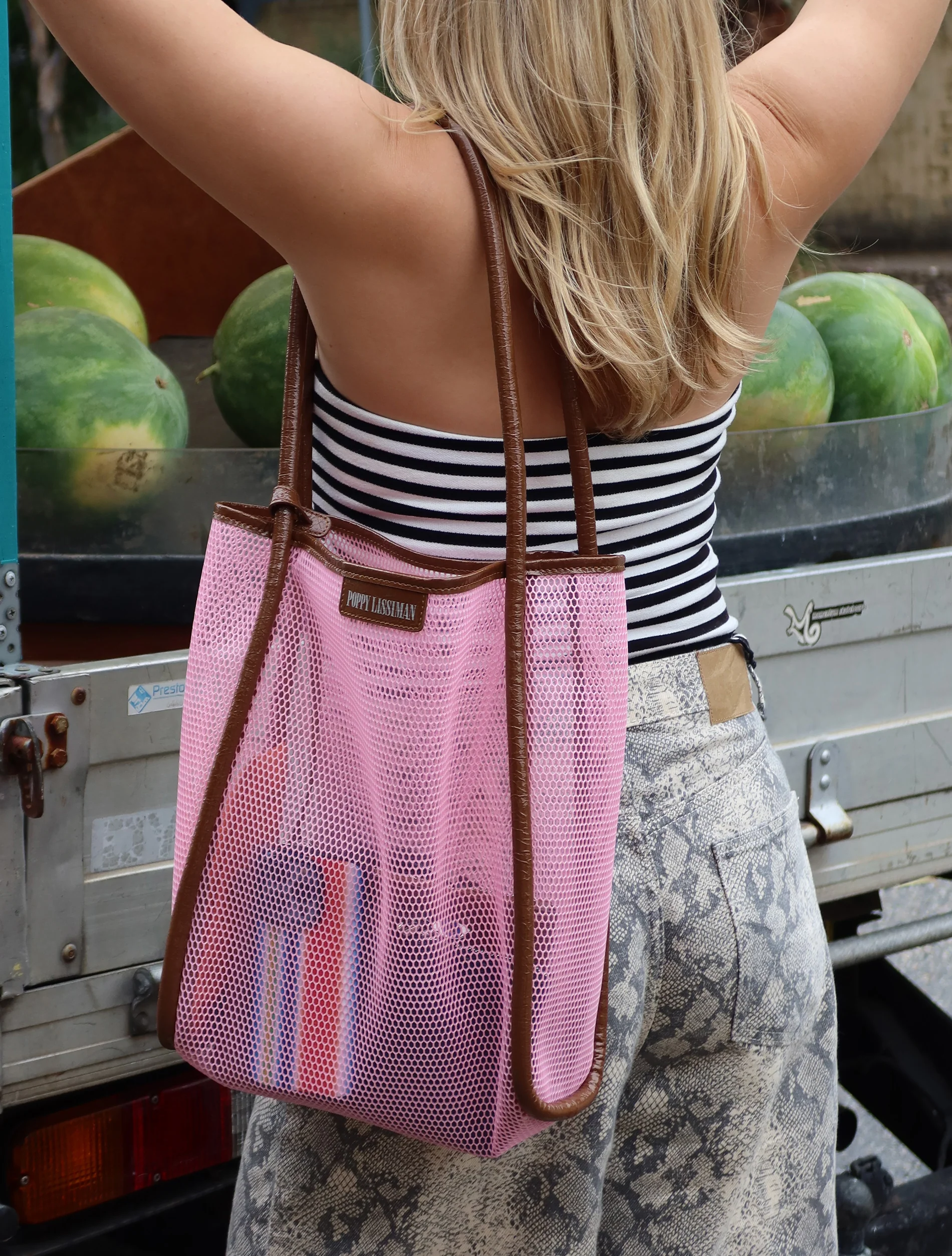 Nana Net Tote - BB Pink / Choc - Image 8