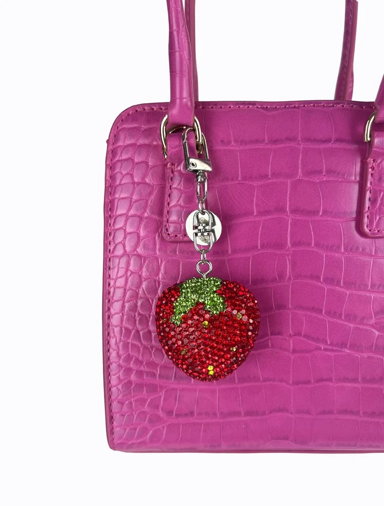 Rhinestone Strawberry Keychain - Image 3